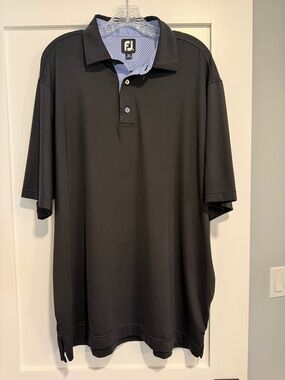 FootJoy Men's Black Golf Polo with Contrast Collar, Size XL